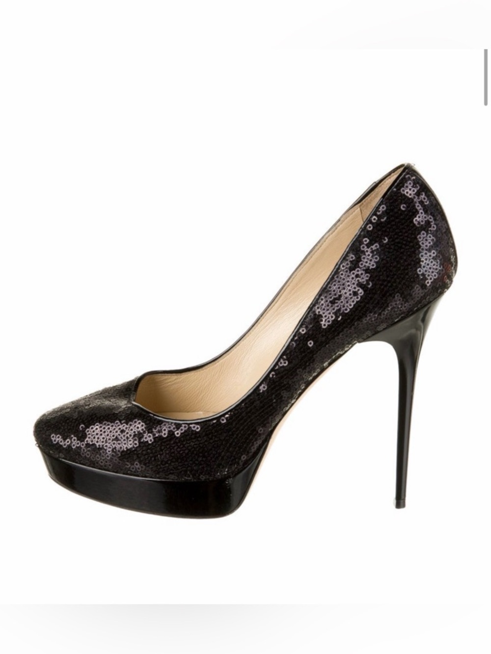 Jimmy Choo Black Sequin Platform Stiletto Pumps